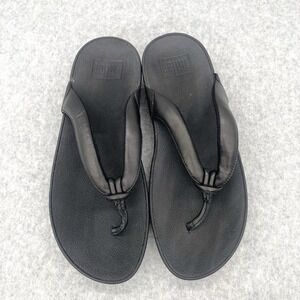 Fitflop‎ Womens 6 Swirl Thong Sandals Shoes Black Slip On Toe Post Wedge Comfort
